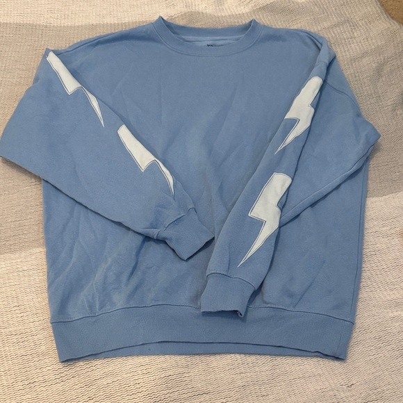 goodie two sleeves Tops - Goodie Two Sleeves Lightning Bolt Crewneck Sweatshirt – XS – Baby Blue